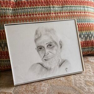 Ramana Maharshi in Charcoal Framed